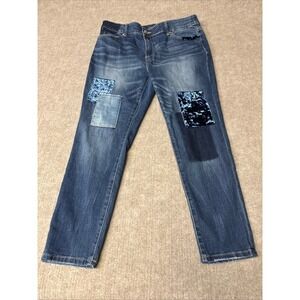 Chicos Platinum Jegging 2 (12P) Petite Blue Denim Patchwork Jeans